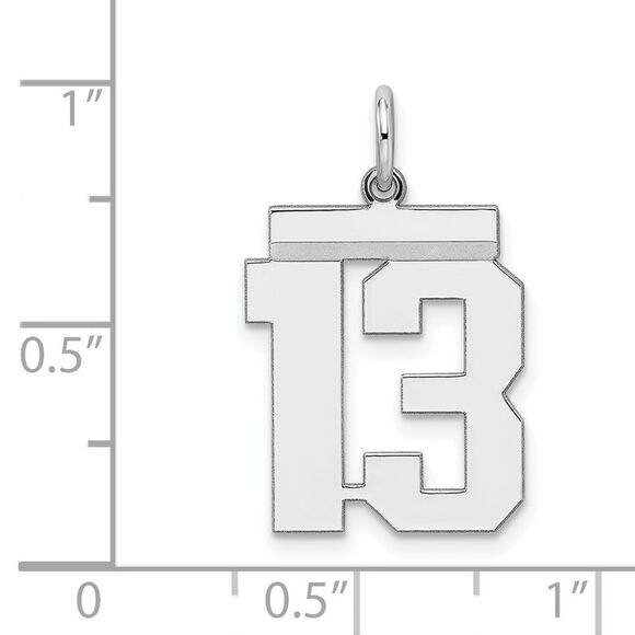 Sterling Silver, Athletic Collection Medium Polished Number 13 Pendant - Picture 4 of 5